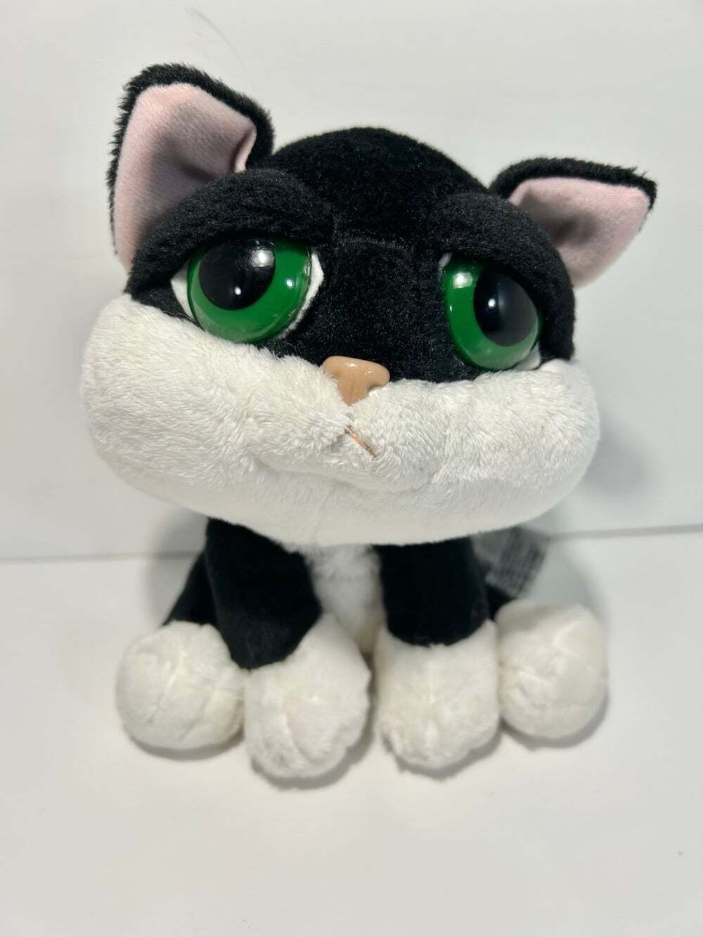 Loki Black & White Tuxedo Kitty Cat green eyes by Russ Berrie Rare HTF plush